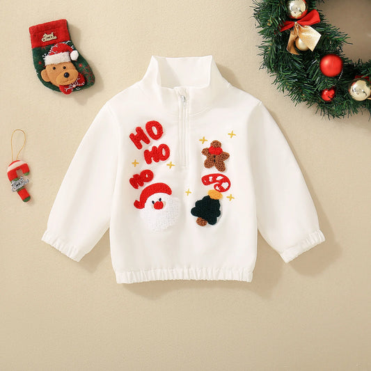 Christmas Embroidered Fashion Cute Long Sleeve Jacket for Infants and Toddlers