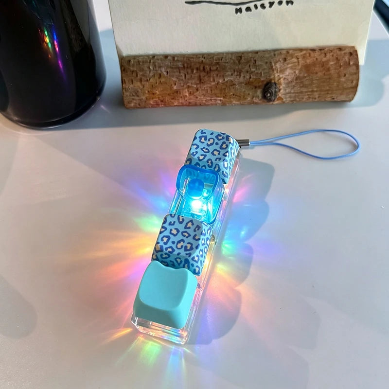 Light Up Keychain Keyboard 2/4 Key Keychain Pendant Decompression Keyring Hanging Pendant for Backpack Stress Releasing Gift