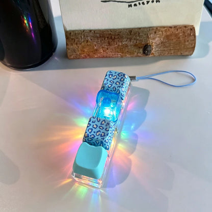 Light Up Keychain Keyboard 2/4 Key Keychain Pendant Decompression Keyring Hanging Pendant for Backpack Stress Releasing Gift