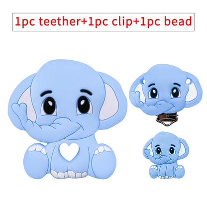 3pcs/set Silicone Cartoon Animal Figure Teether Beads and Clips Baby Teether Pacifier Chain Accessories Teething Jewelry Toys