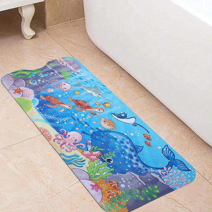 1pc Cartoon Extra Long Bathtub Mat 40x100cm Non-Slip Bathmat Suction Cups & Drain Holes