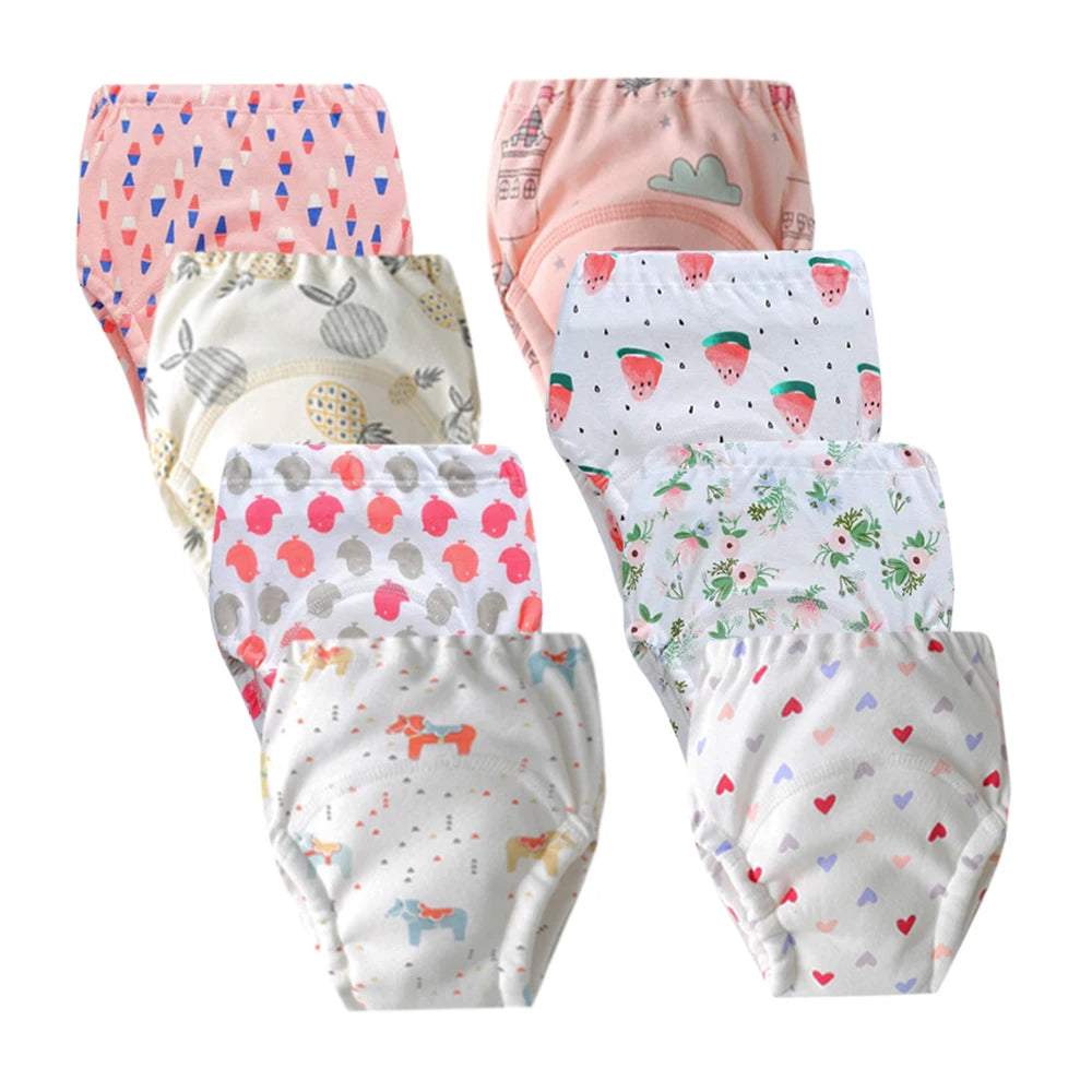 8pcs/6pcs Washable Baby Potty Training Pants Reusable Toilet Trainer Panty Reusable Cloth Diaper
