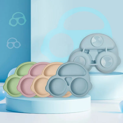 2023New Silicone Baby Sucker Dining Plate Solid Cute Cartoon Children Dishes Suction Toddler Training Tableware Kid Feeding Bowl