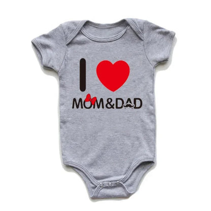 Pure Cotton I Love Mom Newborn Rompers  I Love Dad Baby Romper Twins Matching Bodysuit Summer for 0-24 Months Baby Clothes