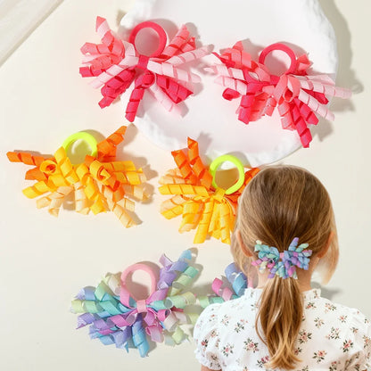6Pcs Trendy Firework Hair Ties Rainbow Curly