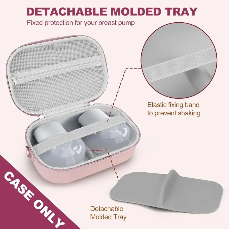 Breast Pumps Carrying Bag Compatible with Most of Breast Pump Hard Shell Wearable Breast Pump Bag with Waterproof Removable Tray