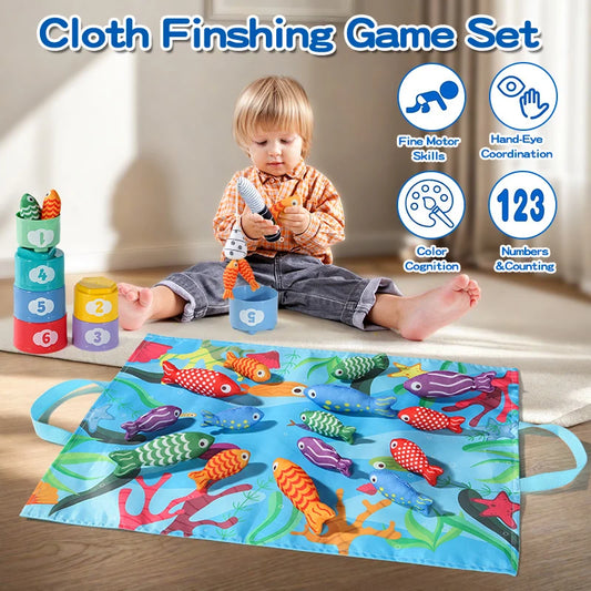Cloth Fishing Game Early Education Cognitive Montessori Toys For  Boys And Girls Number Counting Color Sorting
