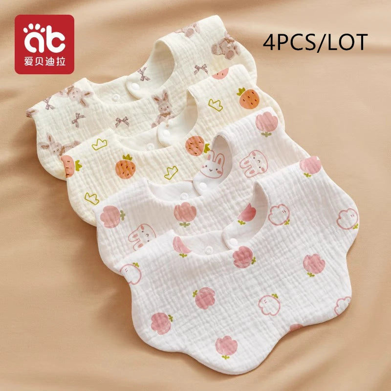 Soft Baby Bibs Bandana Saliva Towels Burp Cloths Newborn Infant Toddler 0-1Y Comfortable Waterproof Feeding Bibs 2/3/4﻿