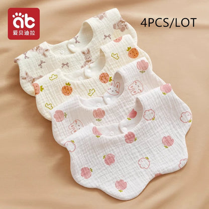 Soft Baby Bibs Bandana Saliva Towels Burp Cloths Newborn Infant Toddler 0-1Y Comfortable Waterproof Feeding Bibs 2/3/4﻿