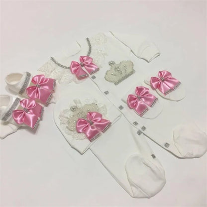 Onesie Baby Girl Crown Purple Home Coming Outfit Layette Jewels set Baptism Take Me Home Outfit Baby shower gift Newborn Gifts