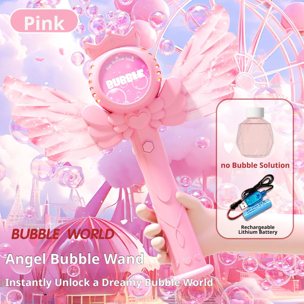 Electric Angel Automatic Bubble Handheld Bubble Stick Outdoors Toy