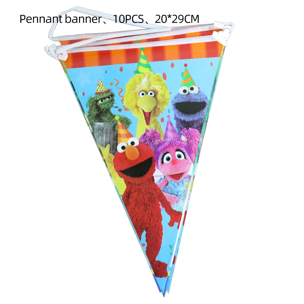 Cartoon Sesames Street Birthday Party Decorations Balloons Plate Cup Banner Tableware Set for Baby Shower Party Favors Kids Gift