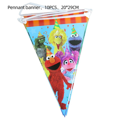 Cartoon Sesames Street Birthday Party Decorations Balloons Plate Cup Banner Tableware Set for Baby Shower Party Favors Kids Gift