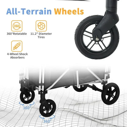 Hot salesTwin Child Stroller Wagon with Dual High Seats, 5-Point Safety Harnesses, and Adjustable Sunshade, Collapsible for Easy