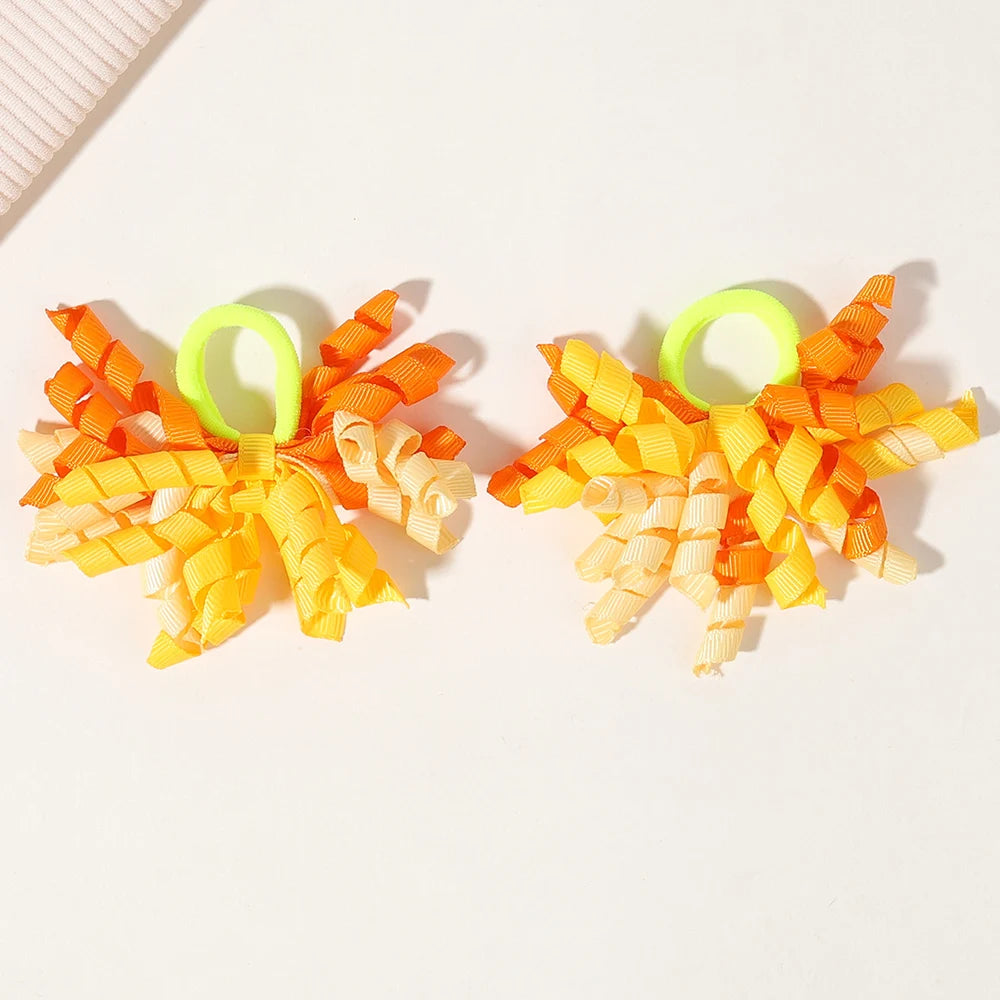 6Pcs Trendy Firework Hair Ties Rainbow Curly