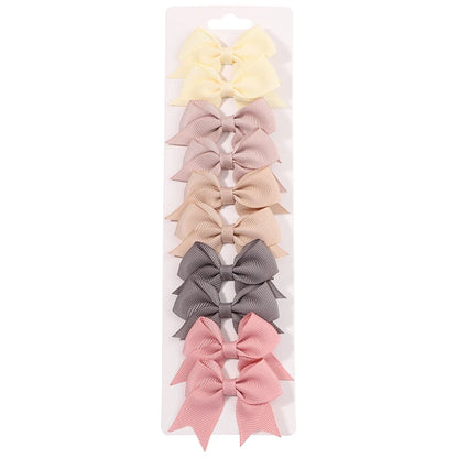 10Pcs/Set Solid Color Kids Bows Hair Clips for Baby Girls Handmade Ribbon Bowknot Hairpin Barrettes Hair Accessories