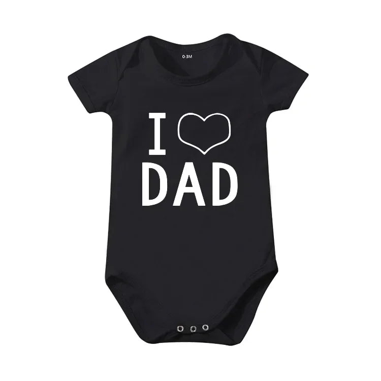 Pure Cotton I Love Mom Newborn Rompers  I Love Dad Baby Romper Twins Matching Bodysuit Summer for 0-24 Months Baby Clothes