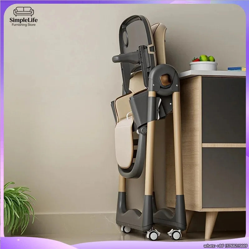 Foldable Baby Dining Chair Portable Highchair Adjustable Height Growth Chair Multifunctional