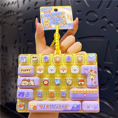 Hot Anime 26-Key Keyboard Keychain Stress Relief Fidget Toy Keyboard Button Finger Clicker Backpack Charms Christmas Gift