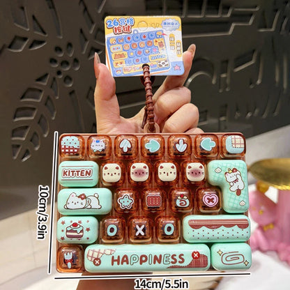 26-keycap Keyboard Keychain Button Clicker Decompression Toy Cartoon Anti Stress Keyboard Keychains Pendant Fidget Toys Gifts