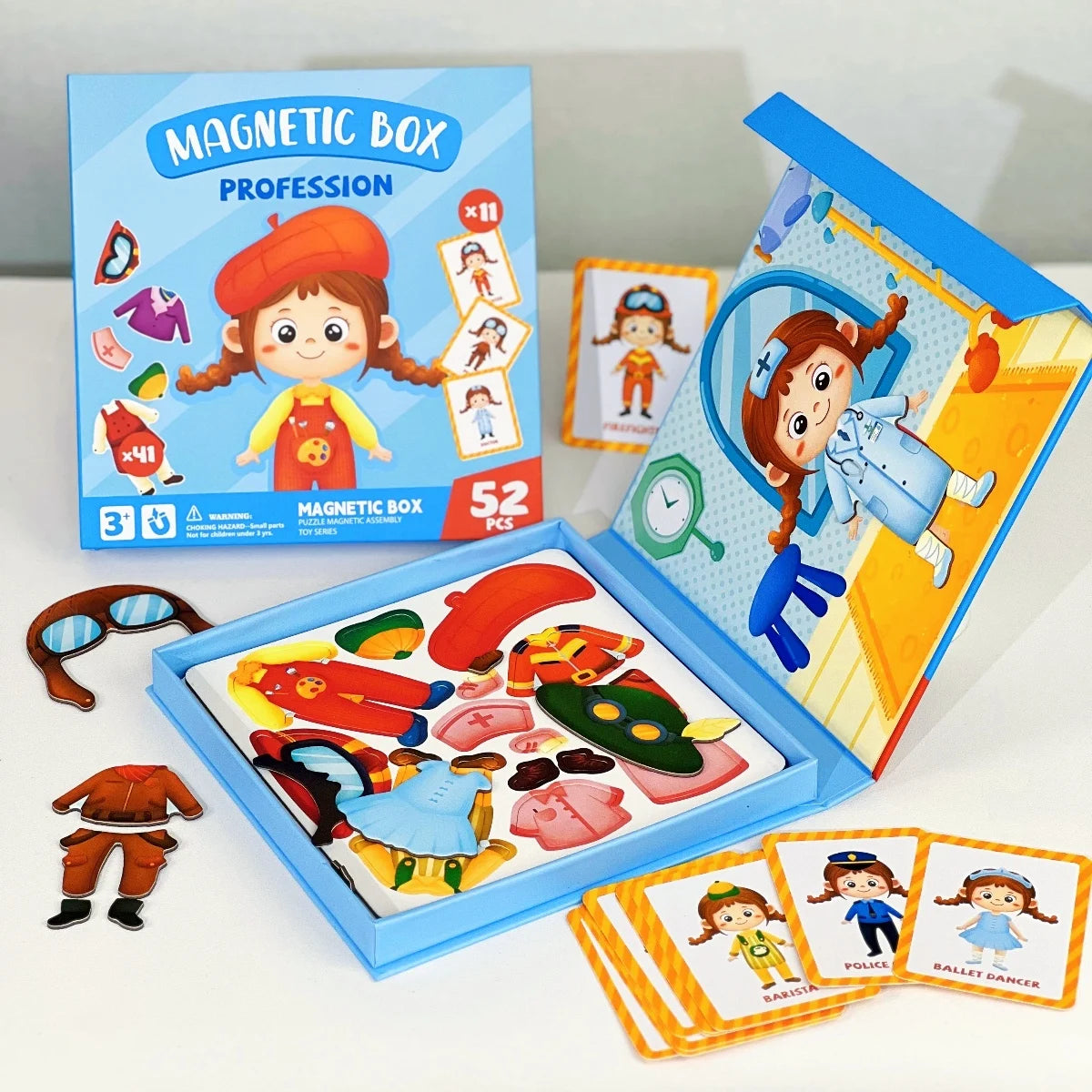 Magnetic Dress-Up Puzzle Toy, Educational Travel Game with Character and Scene Sets for Kids Ages 3–6