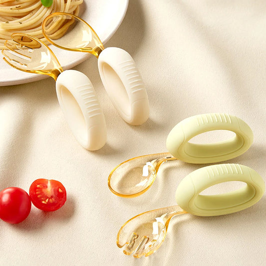 Baby Cutlery Set With Curved Silicone Handle Children's Spoon and Fork Sets Reusable Baby Learning Spoon for Toddlers