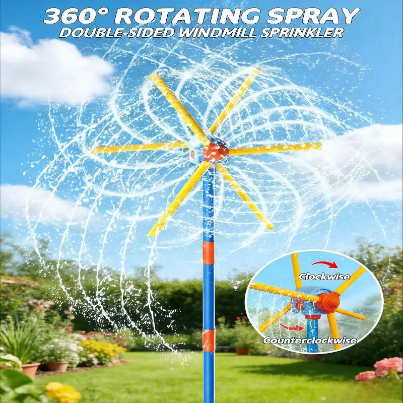 Windmill Water Sprinkler 360° Spinning Splash Water Upgraded Double Sided With 6 Blades