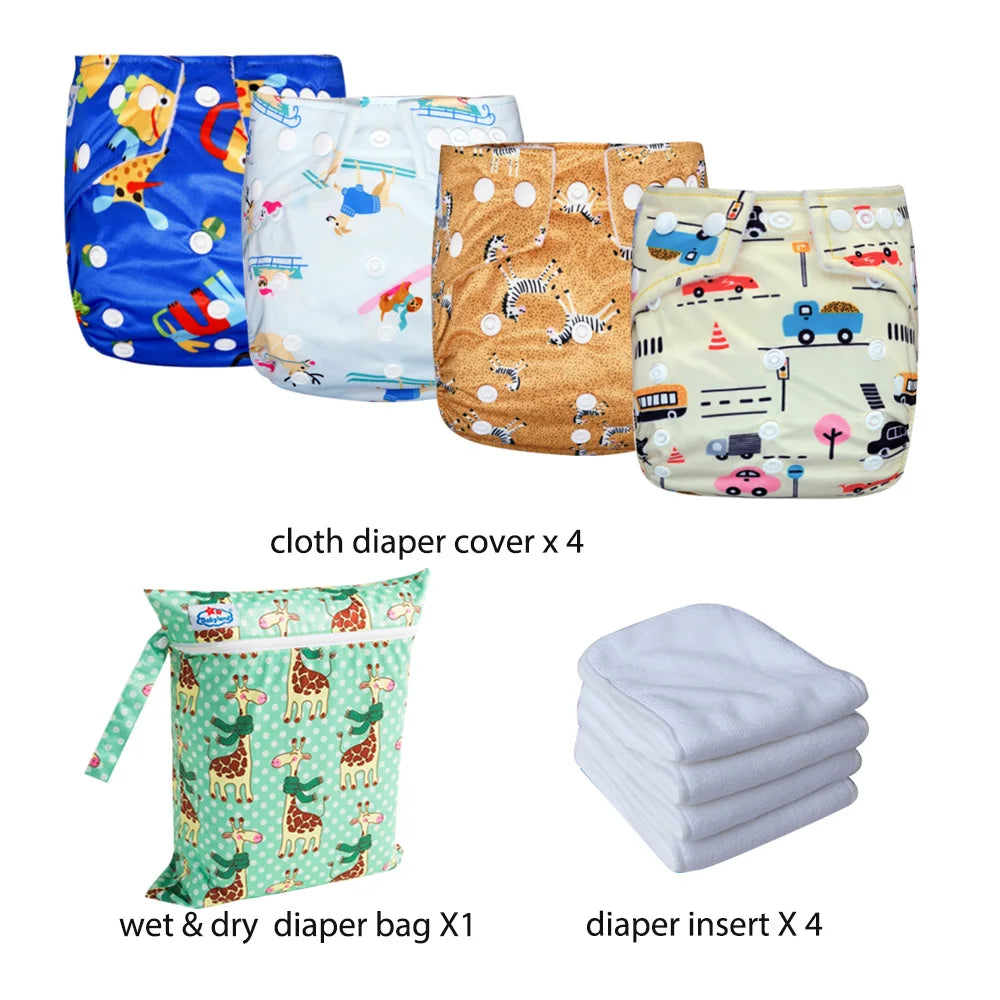 Babyland New Waterproof Baby Cloth Diaper Kit with Inserts & Wet Bags | Economical Washable Nappy System (0-36 Months)