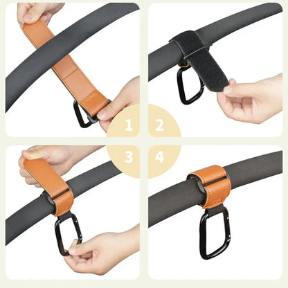 1/2pcs Baby Stroller Hooks Clips PU Leather Rotatable Cart Organizer Pram Hook Pram Rotate 360 Degree Stroller Accessories