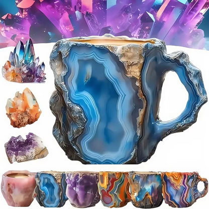 1PC Multi-Colored Mineral Crystal Coffee MugNatural Mineral Crystal Mug Colorful Crystal Christmas Mugs,Christmas Gift New