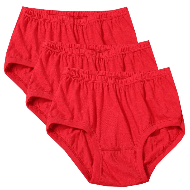3pcs Pure Cotton Women Panties Large Size High Waist Underwear Plus Size Female