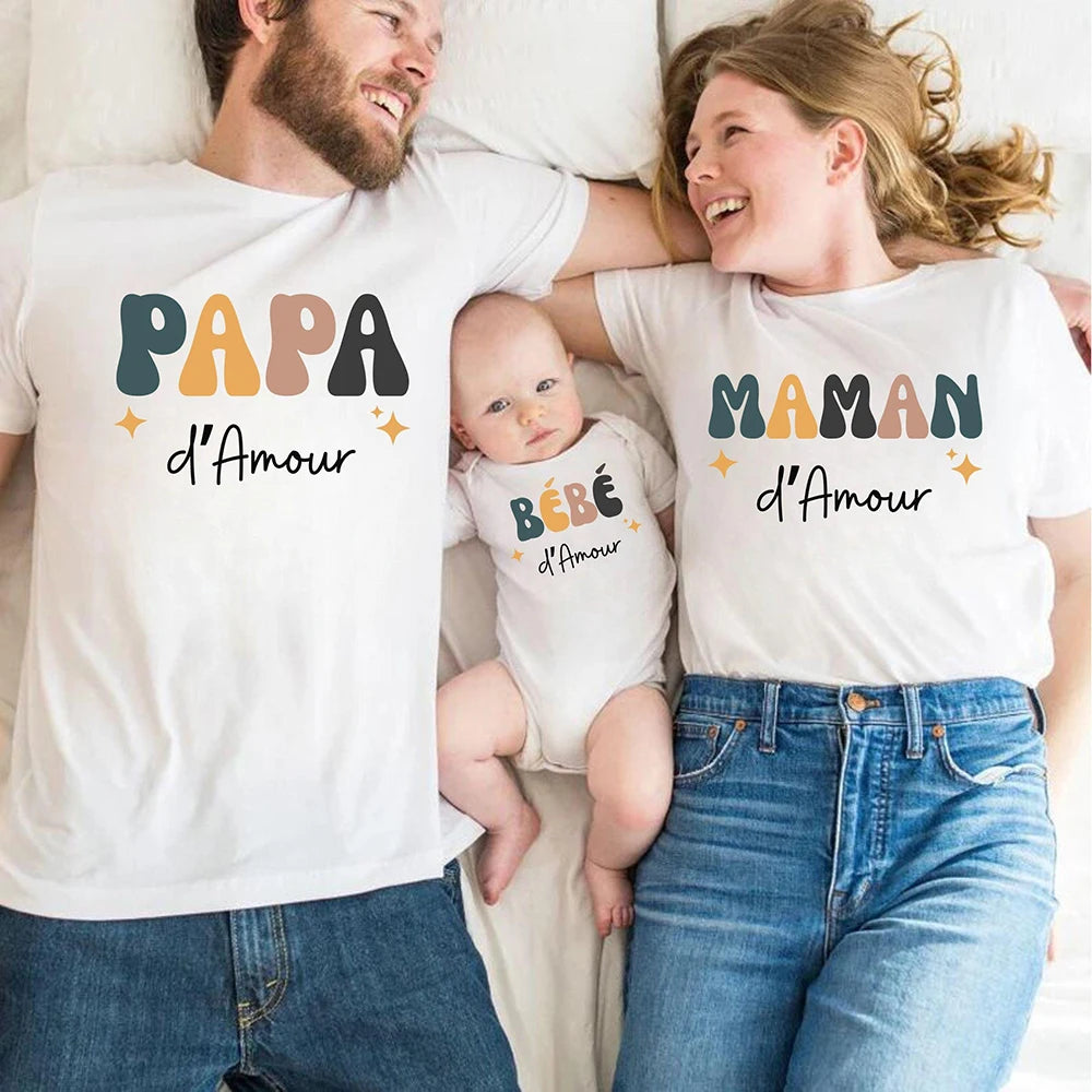 Dad Mom and Me Family Matching Outfit Retro Family Look Shirts Daddy Mommy and Me T-shirt Father Son Mother Daughter Clothes Tee