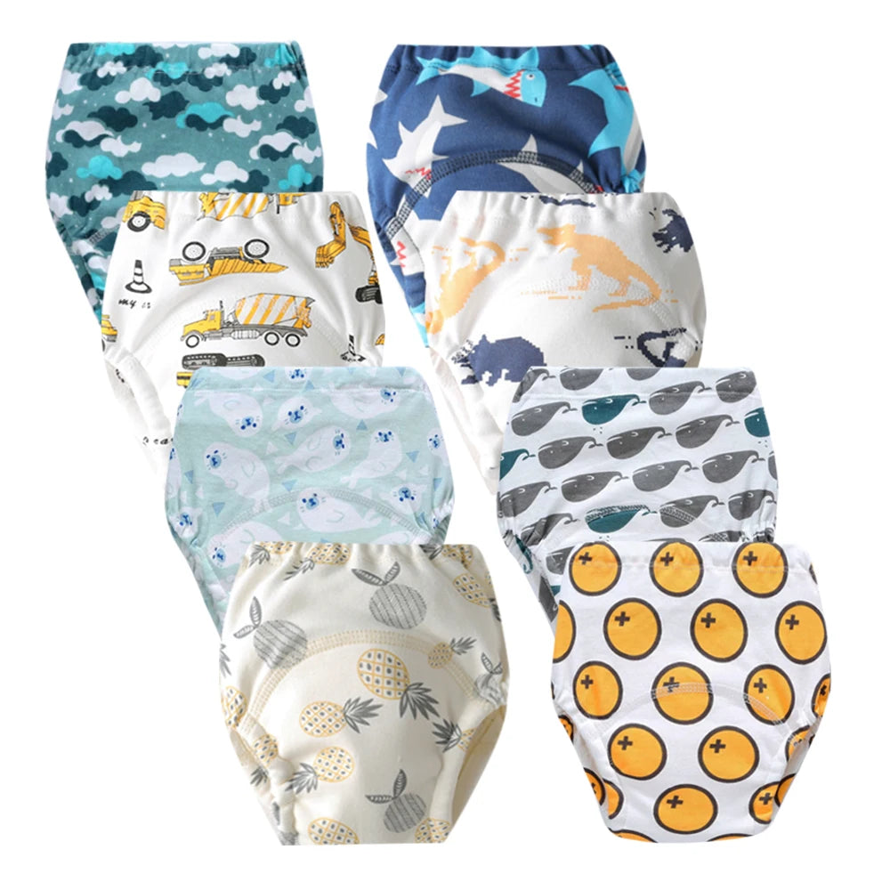 8pcs/6pcs Washable Baby Potty Training Pants Reusable Toilet Trainer Panty Reusable Cloth Diaper
