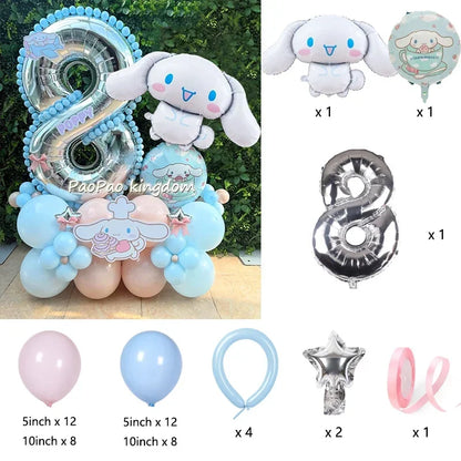 1 Set Cinnamoroll Foil Balloons for Birthday Party Decorations Baby Shower  Kids  Birthday Gift Macaron Latex Balloons Set