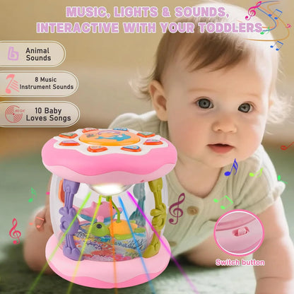 Interactive Music Light Roller 360° Rotating Lights Promote Baby Learn to Walk Grasping and Crawling Toy