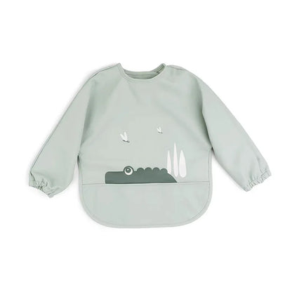 Baby Infant Eating Clothes PU Kids Smock Bib Long Sleeve Waterproof Food Pocket Easy to Clean