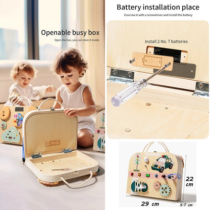 Montessori Busy Board LED Light Switc Toys Toddler Wooden Sensory Activitie Board Travel Toys Baby Switch Control Education Game