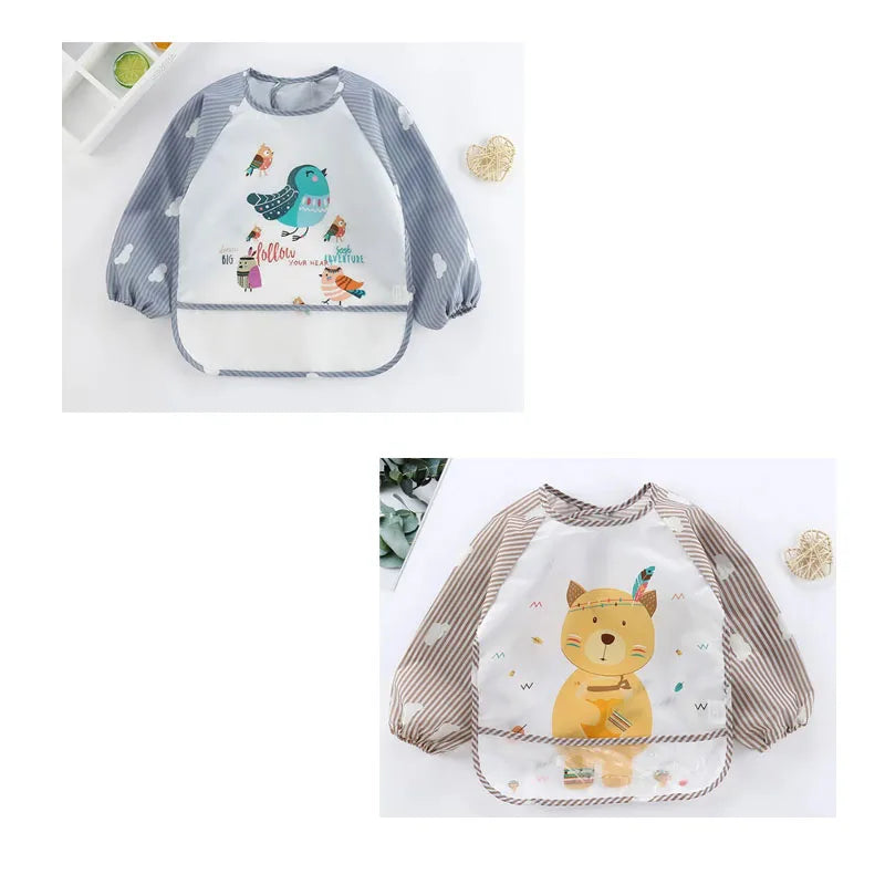 Waterproof EVA Full Sleeve Baby Bibs Children Apron Long Sleeve Feeding Smock Kids Eating Breastplate Infant Scarf Clothing