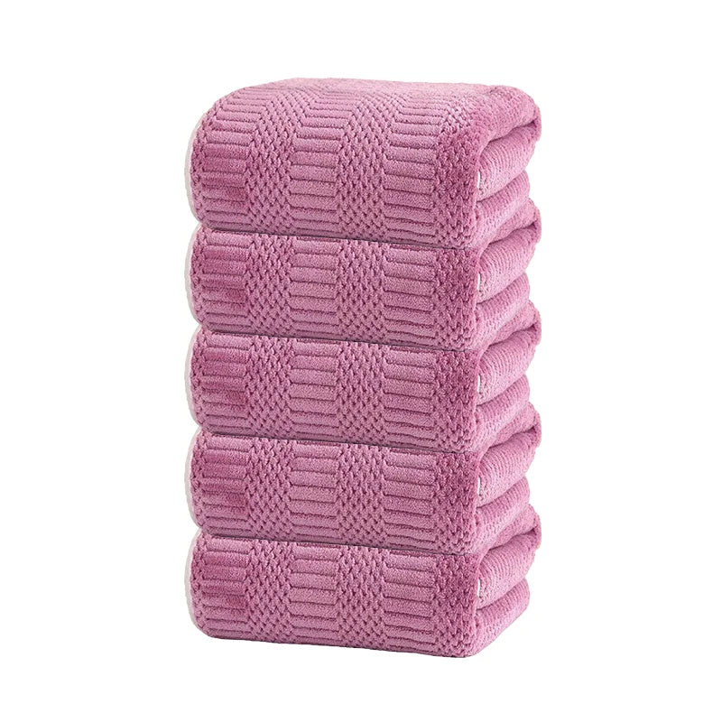 5pcs Lucky Grid Towels Set, Microfiber Soft Highly Absorbent, Quick-Dry for Travel, Hotel, Swimming & Daily Use