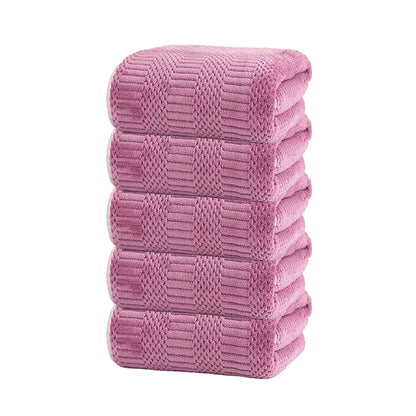 5pcs Lucky Grid Towels Set, Microfiber Soft Highly Absorbent, Quick-Dry for Travel, Hotel, Swimming & Daily Use