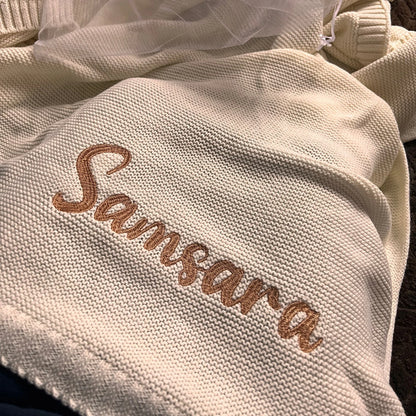 Personalized Name Baby Blanket Embroidered Name Knit Baby Blanket Newborn Gift New Mom Gifts Newborn Baby Girl & Boy Gift