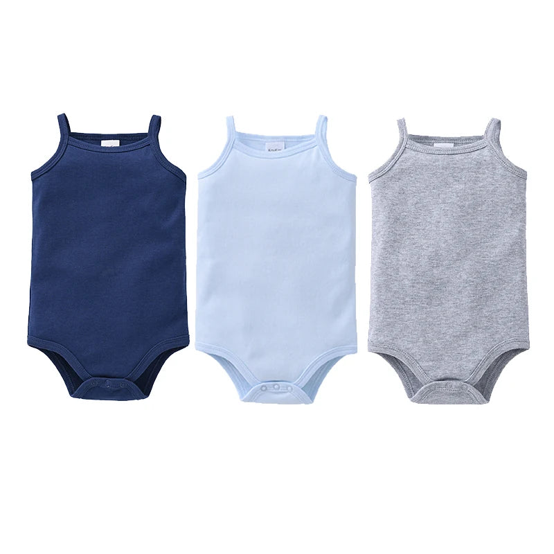100% Cotton Baby Bodysuit Set for Girls Solid White Sleeveless Rompers (0–24 Months), Available in 1–6 Pieces