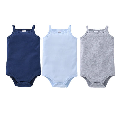 100% Cotton Baby Bodysuit Set for Girls Solid White Sleeveless Rompers (0–24 Months), Available in 1–6 Pieces
