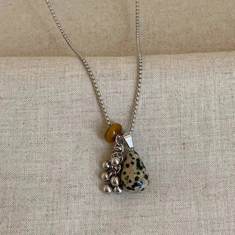 Irregular Tiger Eye Stone Pendant Necklace for Women, Fashion Long Chain Gift for Party, Aesthetic Jewelry Accessories