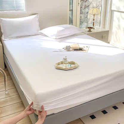 Solid Color Waterproof Fitted Bed Sheet Bed Cover Mattress Protective Cover  All Size for Bed Mattress All Seasons