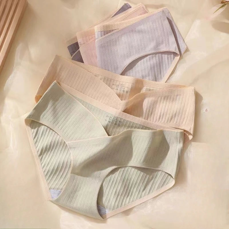Stripe Cotton Low Waist Belly Maternity Panties Plus Size Seamless Pregnant Women