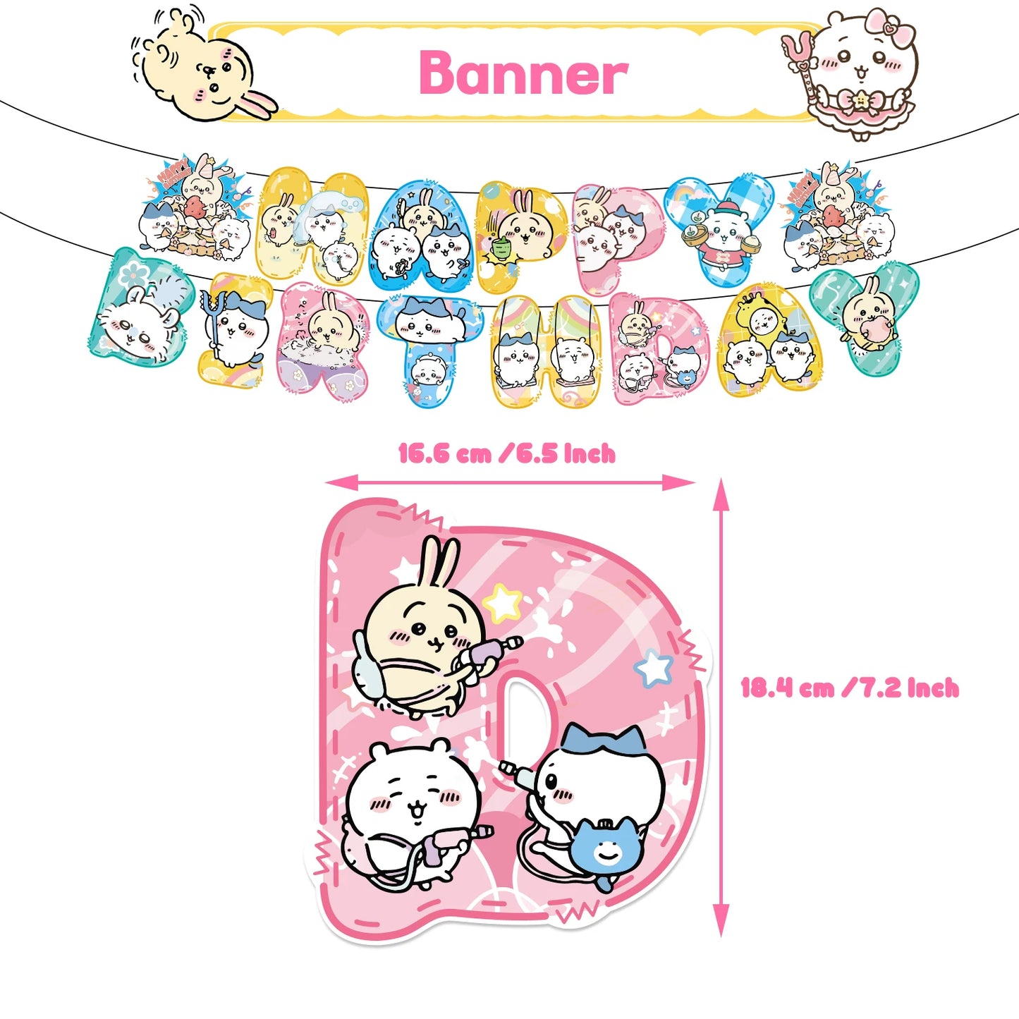 Cartoon Chiikawa Hachiware Usagi Birthday Party Decoration Background Balloon Set Cake Topper Backdrop Baby Shower Kid Gift Prop