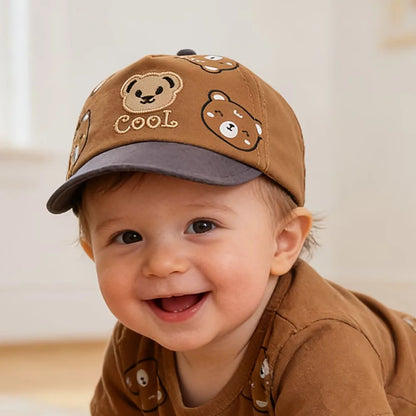 Hat Spring Summer Sunshade Cap Toddler Cartoon Little Bear Duckbill Cap Thin Lovely for Outdoor Soft Brim Baseball Cap for 0-1Y
