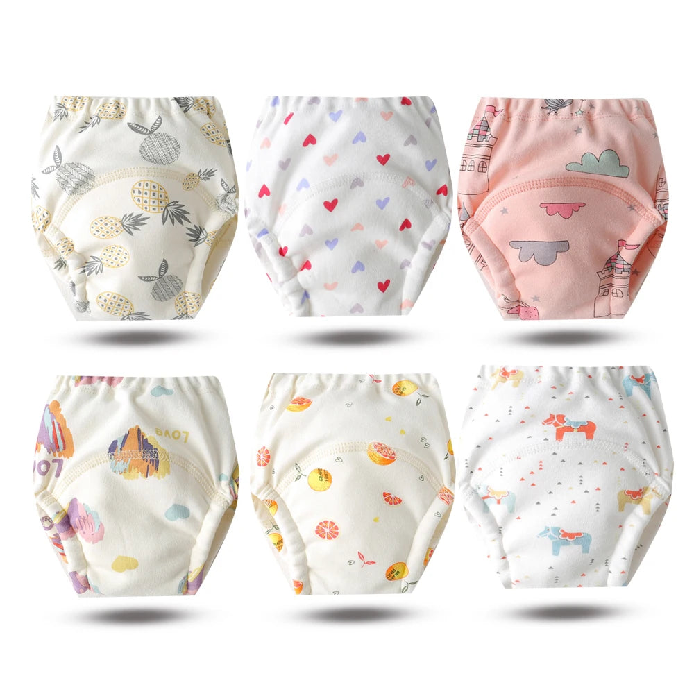 8pcs/6pcs Washable Baby Potty Training Pants Reusable Toilet Trainer Panty Reusable Cloth Diaper