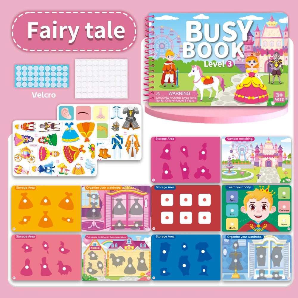 Children Quiet Busy Book 4 Themes Cartoon Travel Sticker Books Kids DIY Sticker Educational Game